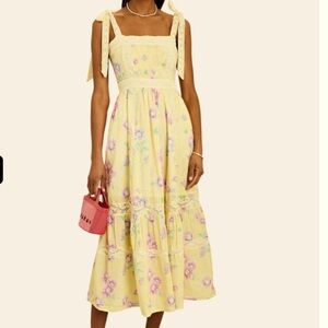 Loveshackfancy Azalea dress size 14 like new worn only once, color yellow